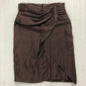 Alma Mater Ruched Tulip Skirt Made in Italy High Waist Party Cocktail Brown XXXL